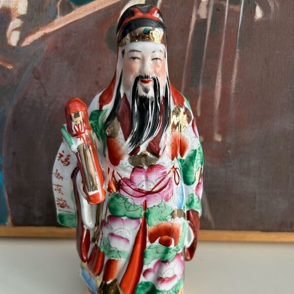 Vintage Chinese Porcelain Figurine of All three Lucky Gods - Picture 4 of 16
